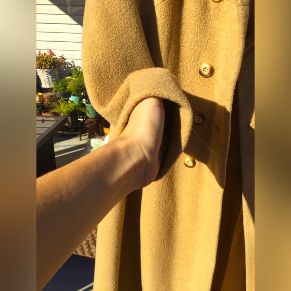 Vintage double breasted camel hair wool coat tan beige collared xxl extra large - Picture 6 of 10